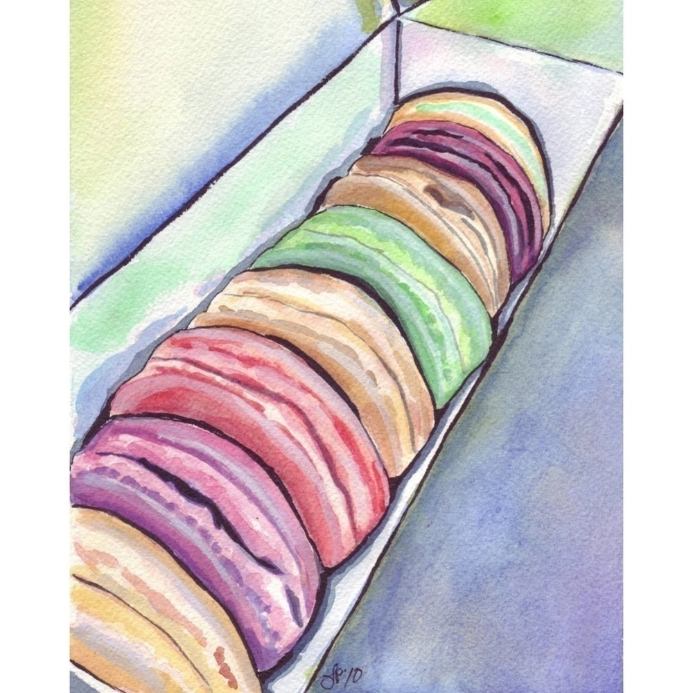 LADUREE Macarons in a Box Watercolor Art Print, Artist Johanna Pabst - Picture 5 of 6